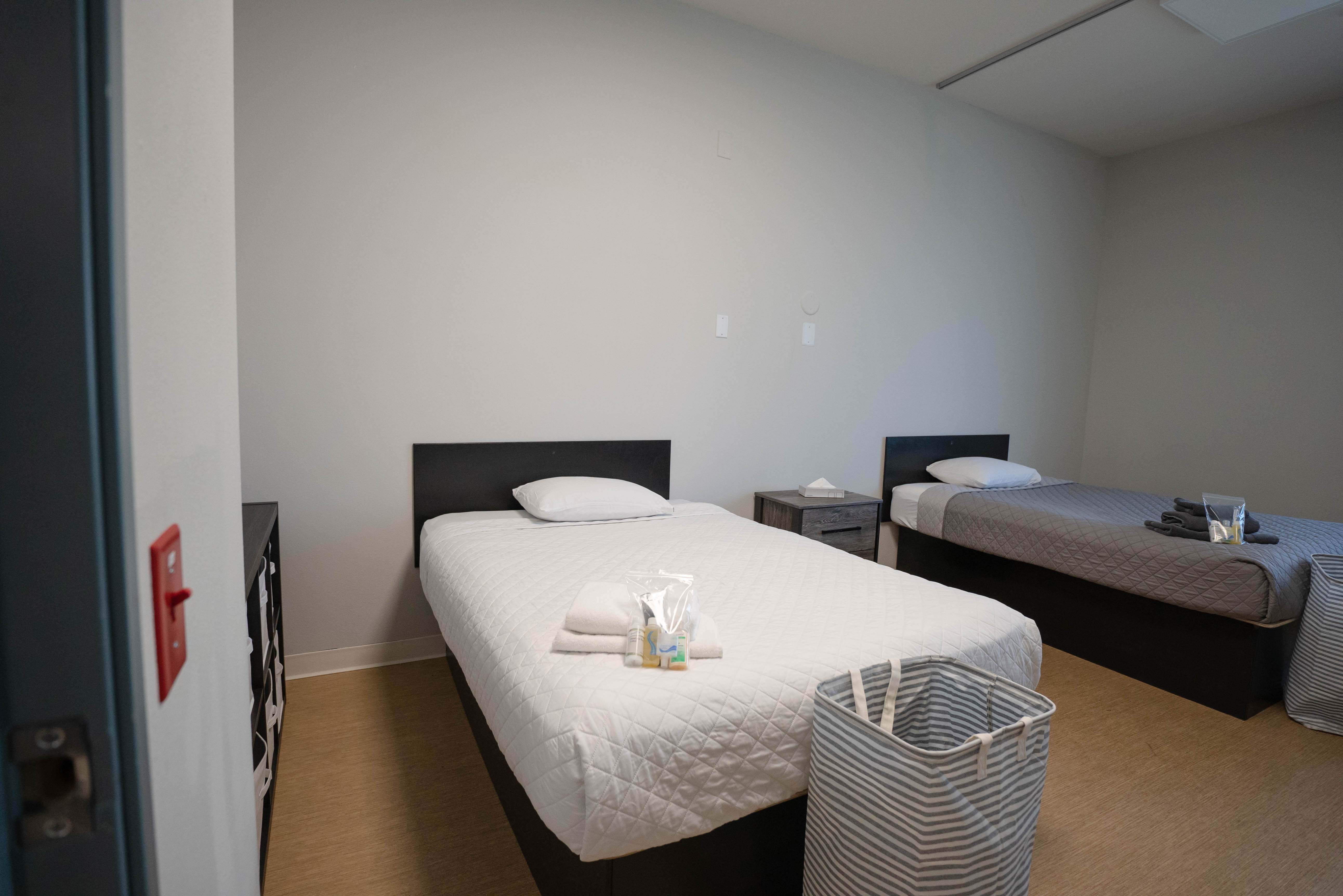 Silver State bedroom from doorway with welcome kits