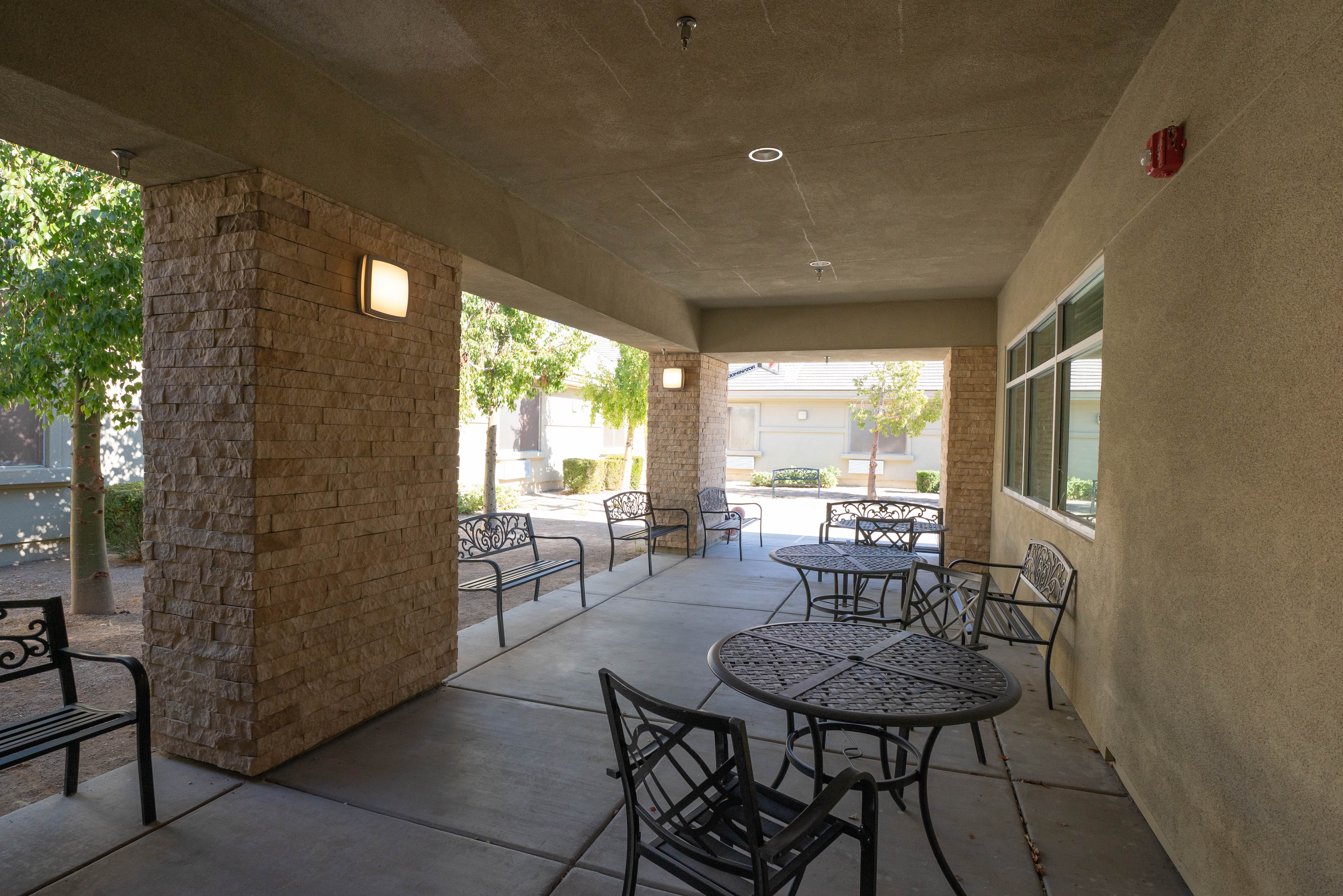 Silver State patio seating with courtyard view