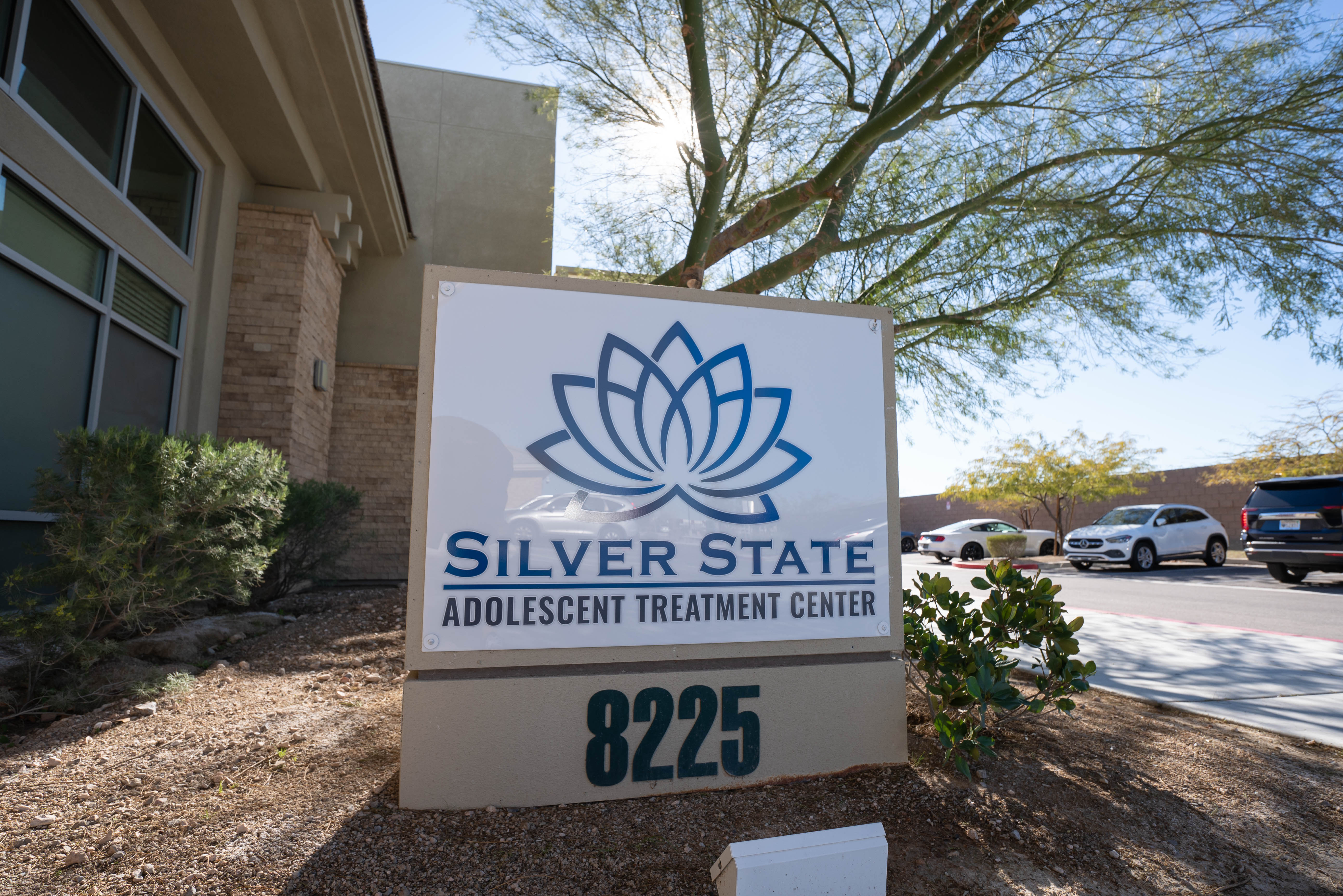 Silver State sign with building facade