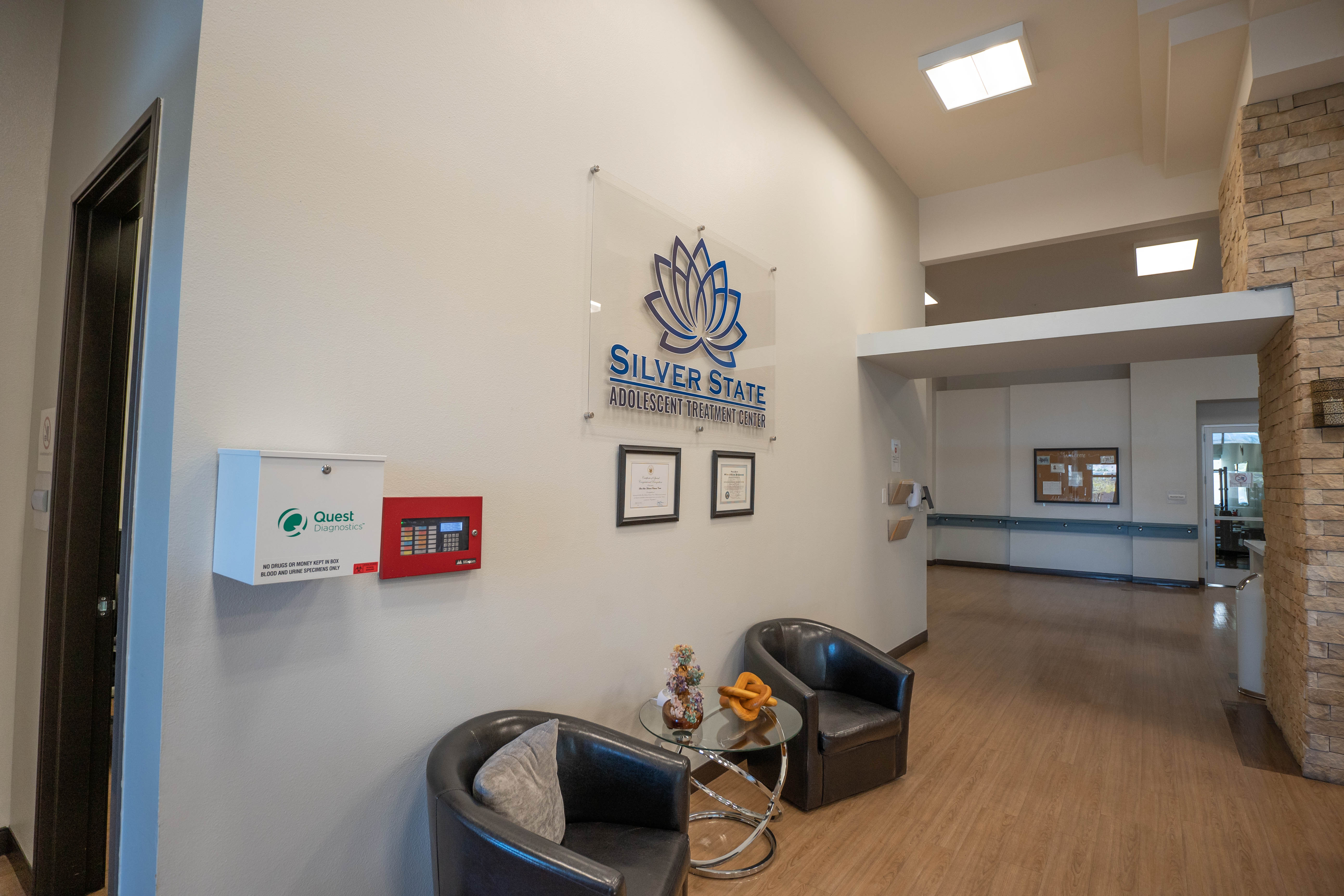 Silver State lotus logo and framed credentials