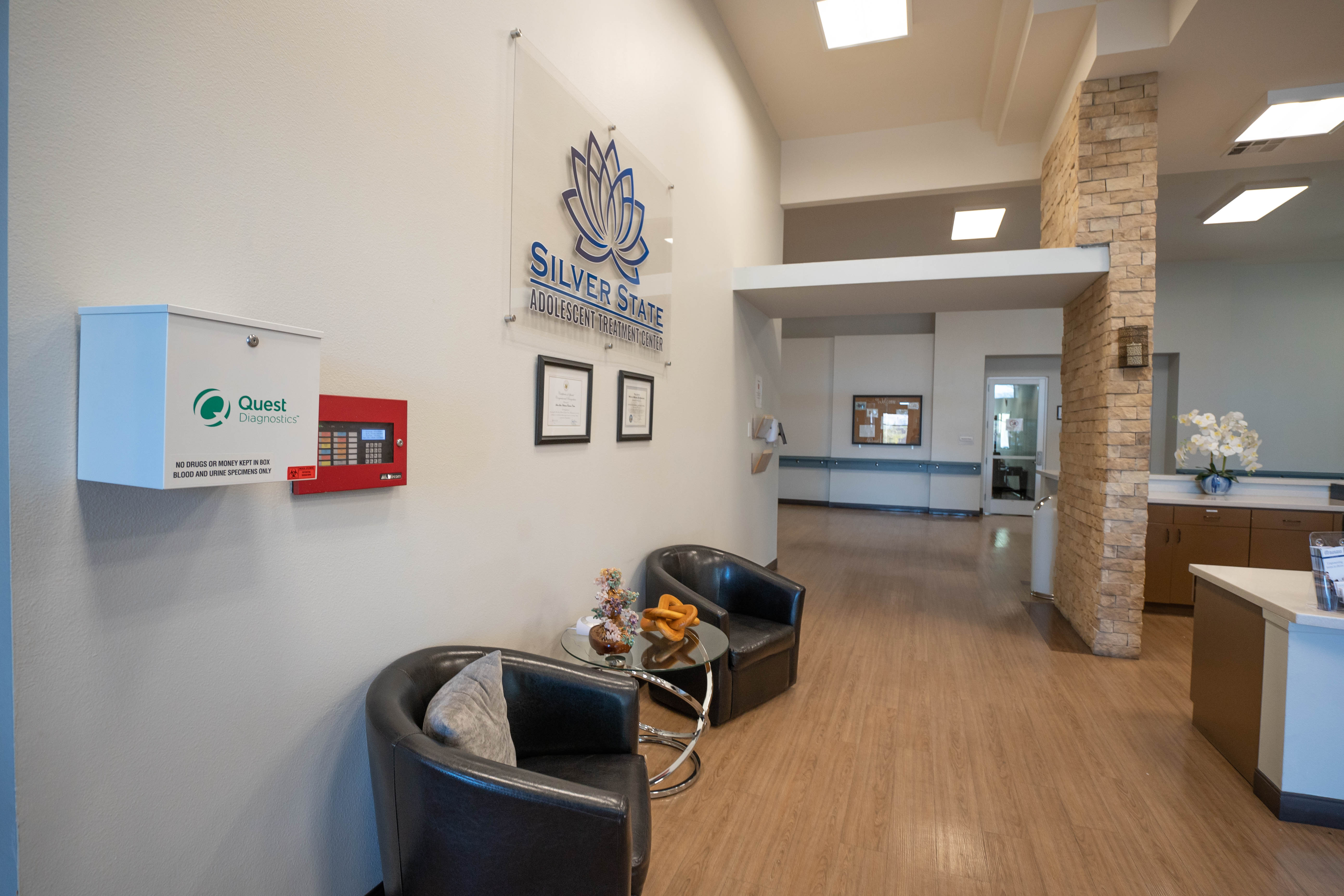 Silver State lobby waiting area with leather chairs