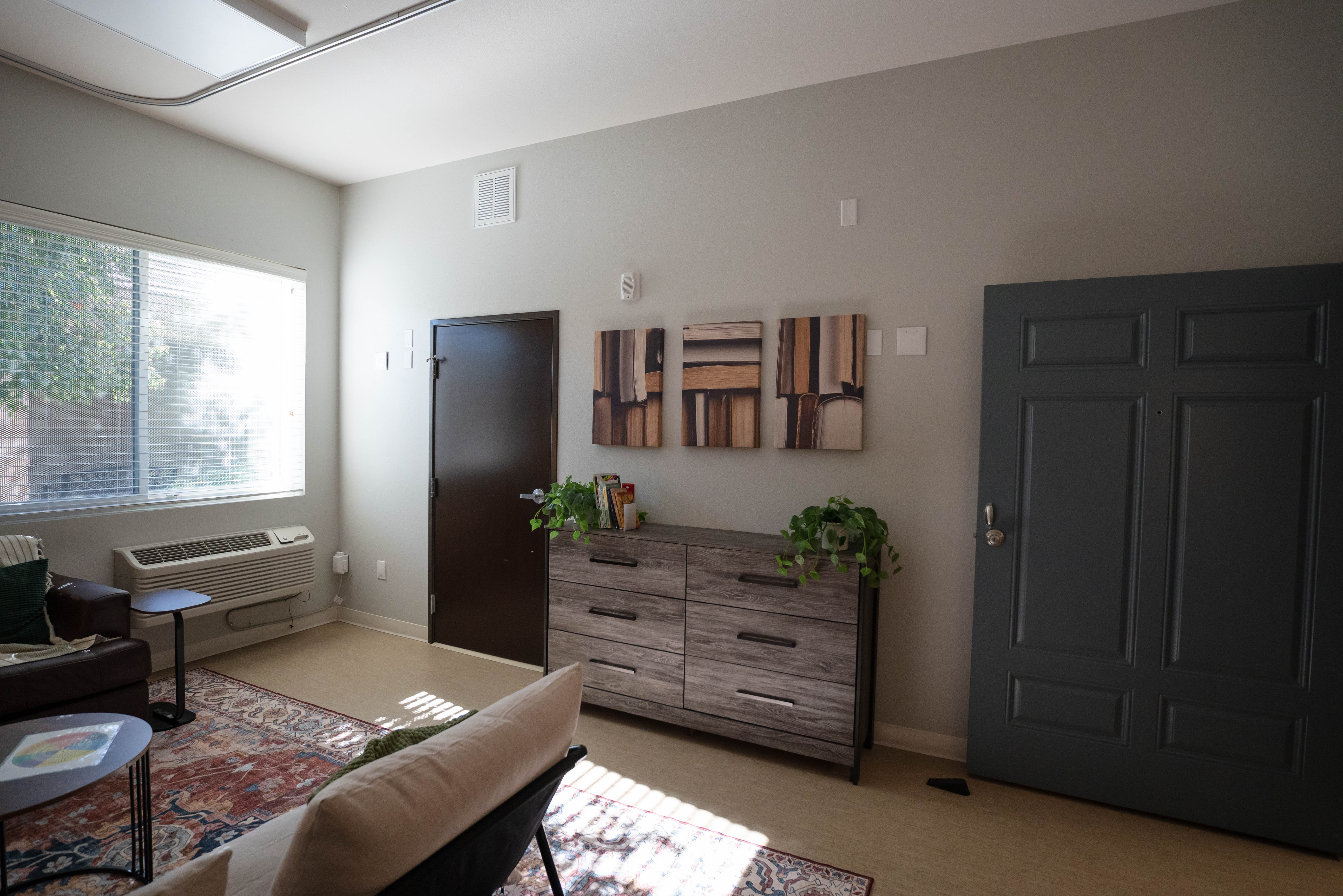 Silver State therapy room with plants and wall art